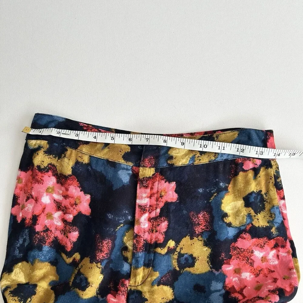 Abercrombie & Fitch Floral Wide Leg Flowy Colorful Pants Black Flat Front Size 2 - Picture 5 of 14